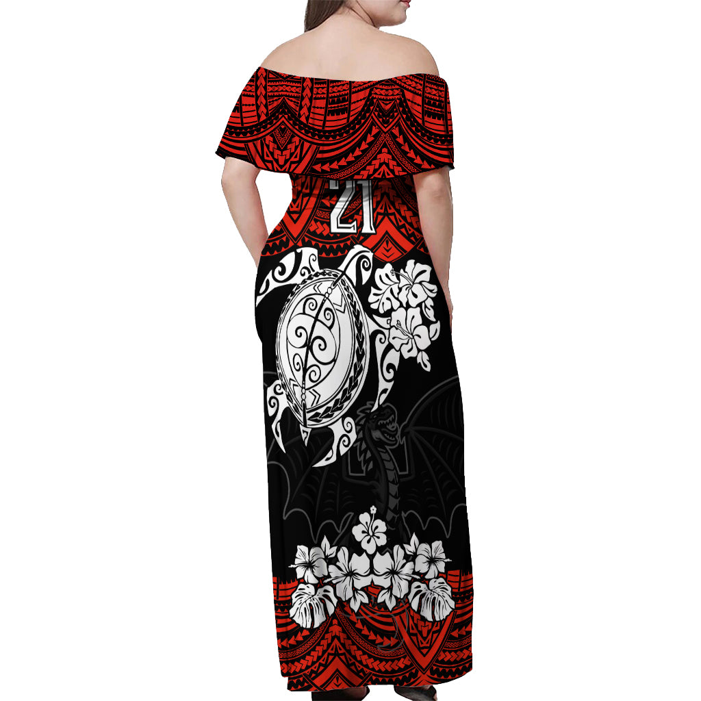 custom-dragons-rugby-off-shoulder-maxi-dress-red-v-hibiscus-and-turtle-with-polynesian-pattern