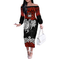 custom-dragons-rugby-off-the-shoulder-long-sleeve-dress-red-v-hibiscus-and-turtle-with-polynesian-pattern