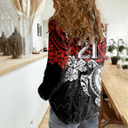 custom-dragons-rugby-women-casual-shirt-red-v-hibiscus-and-turtle-with-polynesian-pattern