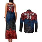 custom-roosters-rugby-couples-matching-tank-maxi-dress-and-long-sleeve-button-shirt-sydney-hibiscus-and-turtle-with-polynesian-pattern