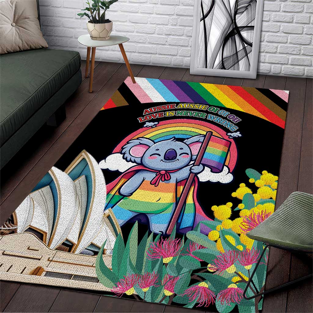 Aussia Pride Month Rainbow Koala Area Rug