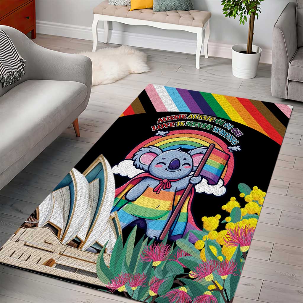 Aussia Pride Month Rainbow Koala Area Rug