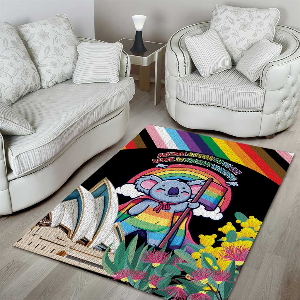 Aussia Pride Month Rainbow Koala Area Rug