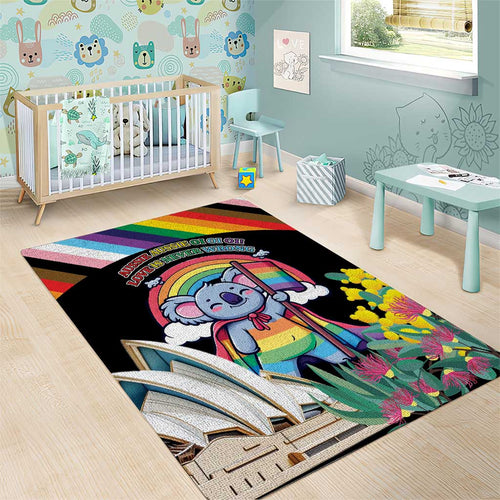 Aussia Pride Month Rainbow Koala Area Rug