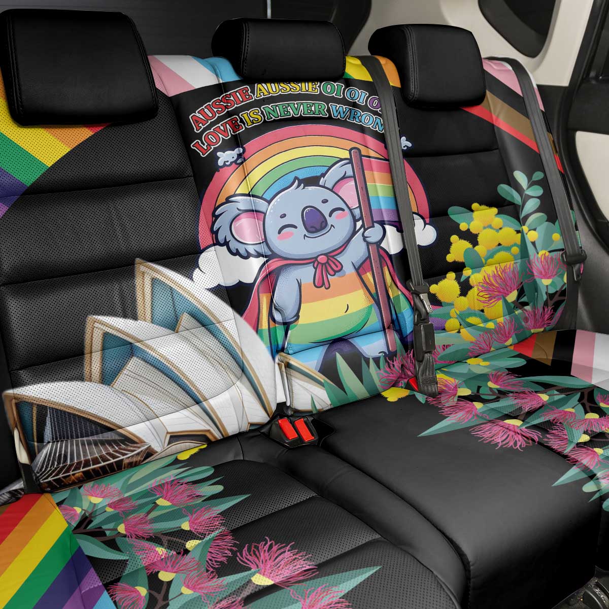 Aussia Pride Month Rainbow Koala Back Car Seat Cover