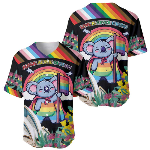 Aussia Pride Month Rainbow Koala Baseball Jersey