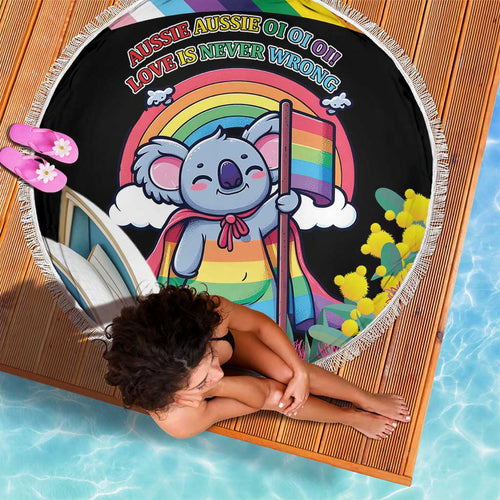 Aussia Pride Month Rainbow Koala Beach Blanket