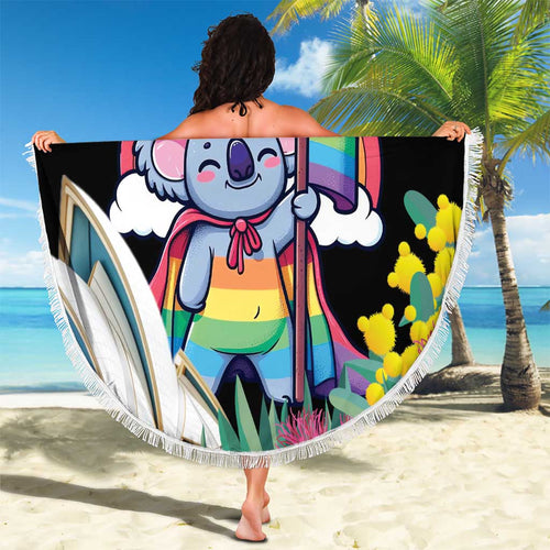 Aussia Pride Month Rainbow Koala Beach Blanket