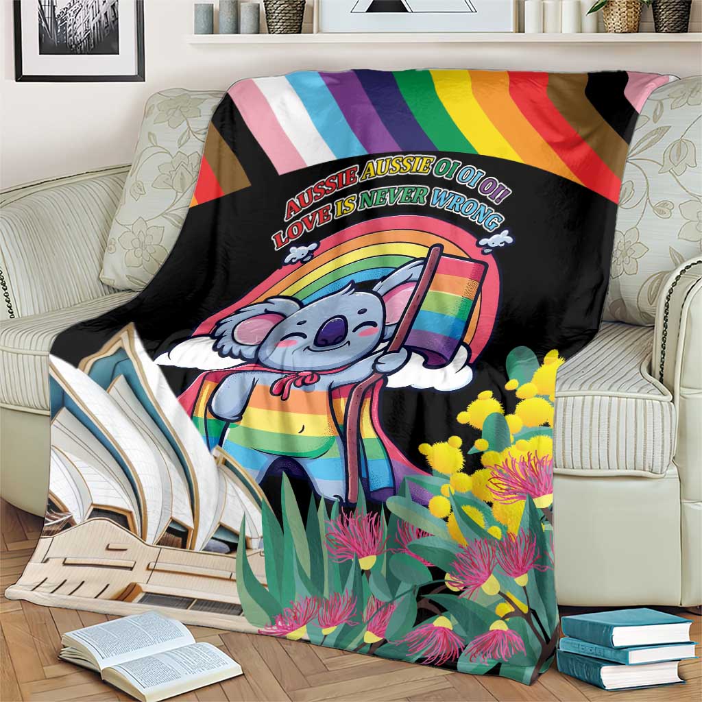 Aussia Pride Month Rainbow Koala Blanket