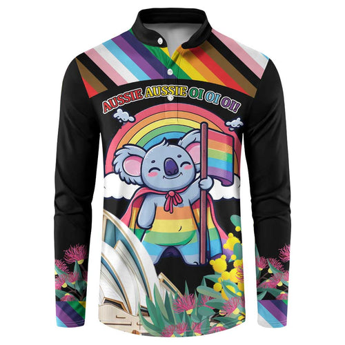 Aussia Pride Month Rainbow Koala Button Sweatshirt