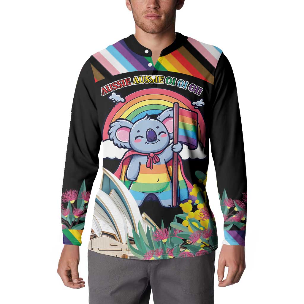 Aussia Pride Month Rainbow Koala Button Sweatshirt
