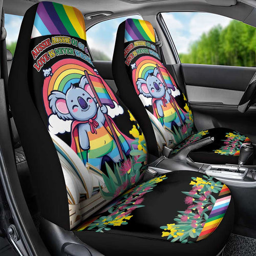 Aussia Pride Month Rainbow Koala Car Seat Cover