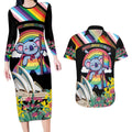 Aussia Pride Month Rainbow Koala Couples Matching Long Sleeve Bodycon Dress and Hawaiian Shirt