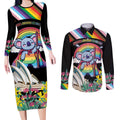 Aussia Pride Month Rainbow Koala Couples Matching Long Sleeve Bodycon Dress and Long Sleeve Button Shirt