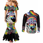 Aussia Pride Month Rainbow Koala Couples Matching Mermaid Dress and Long Sleeve Button Shirt