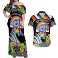 Aussia Pride Month Rainbow Koala Couples Matching Off Shoulder Maxi Dress and Hawaiian Shirt