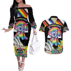 Aussia Pride Month Rainbow Koala Couples Matching Off The Shoulder Long Sleeve Dress and Hawaiian Shirt