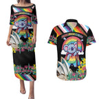 Aussia Pride Month Rainbow Koala Couples Matching Puletasi and Hawaiian Shirt