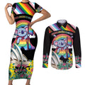 Aussia Pride Month Rainbow Koala Couples Matching Short Sleeve Bodycon Dress and Long Sleeve Button Shirt