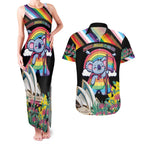Aussia Pride Month Rainbow Koala Couples Matching Tank Maxi Dress and Hawaiian Shirt