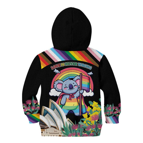 Aussia Pride Month Rainbow Koala Kid Hoodie