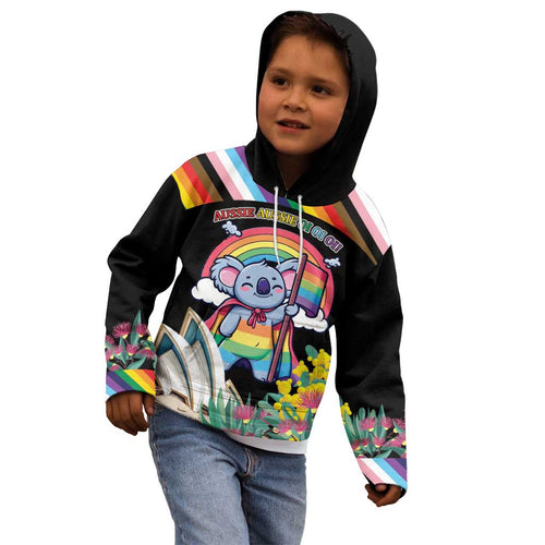 Aussia Pride Month Rainbow Koala Kid Hoodie
