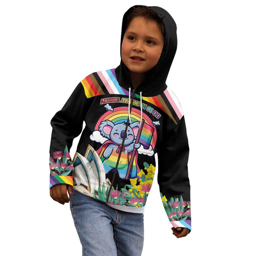 Aussia Pride Month Rainbow Koala Kid Hoodie