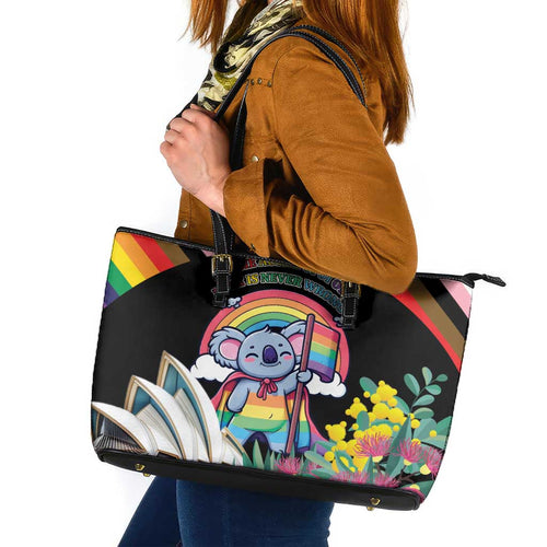 Aussia Pride Month Rainbow Koala Leather Tote Bag