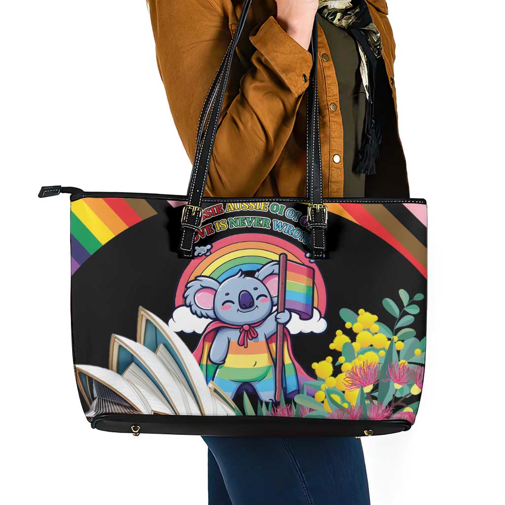 Aussia Pride Month Rainbow Koala Leather Tote Bag