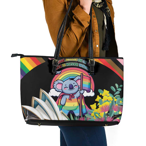 Aussia Pride Month Rainbow Koala Leather Tote Bag