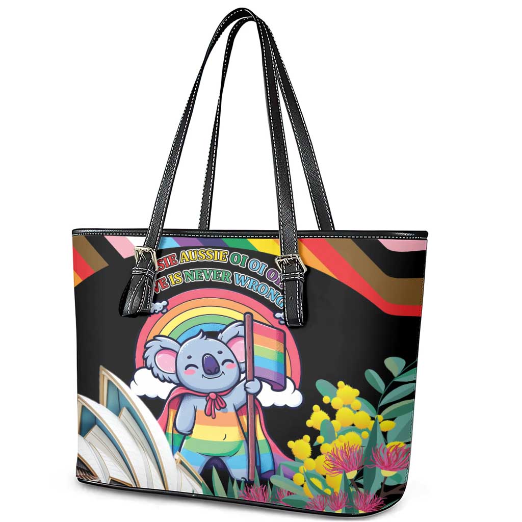 Aussia Pride Month Rainbow Koala Leather Tote Bag