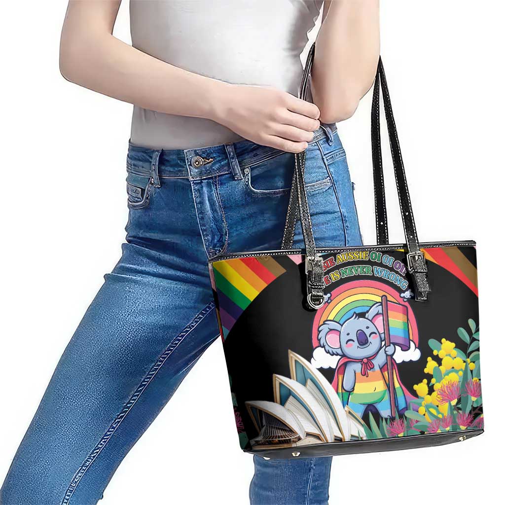 Aussia Pride Month Rainbow Koala Leather Tote Bag
