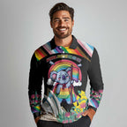 Aussia Pride Month Rainbow Koala Long Sleeve Polo Shirt