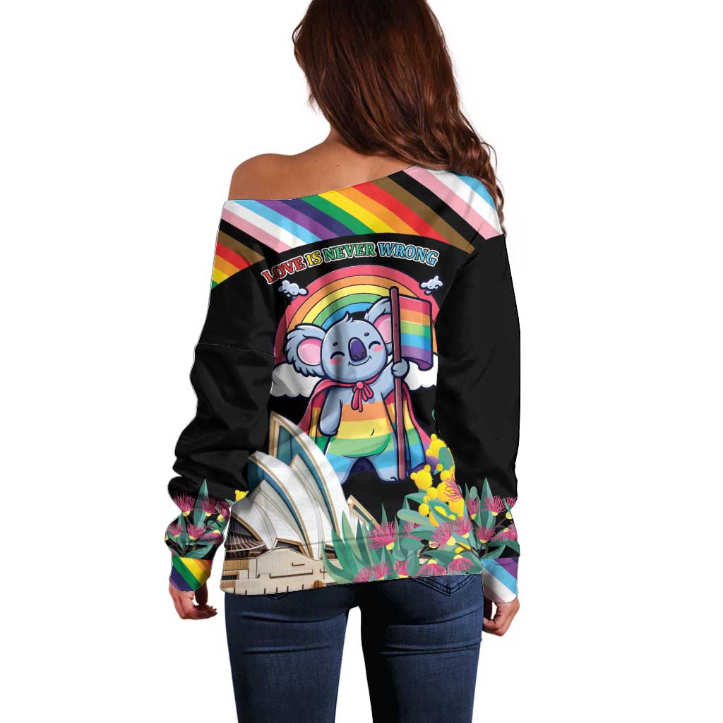 Aussia Pride Month Rainbow Koala Off Shoulder Sweater
