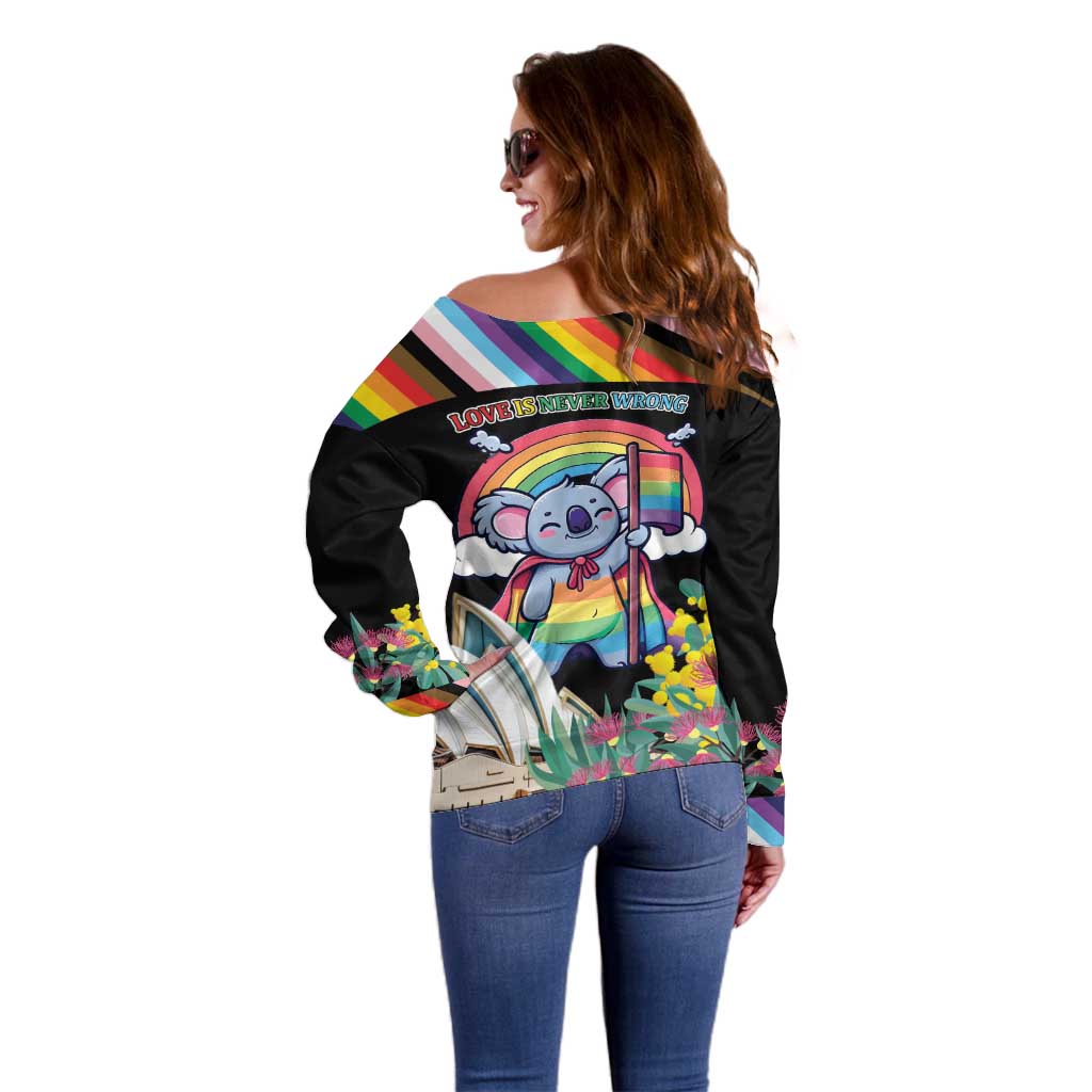 Aussia Pride Month Rainbow Koala Off Shoulder Sweater