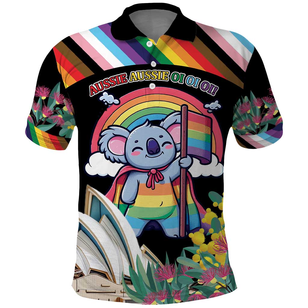Aussia Pride Month Rainbow Koala Polo Shirt