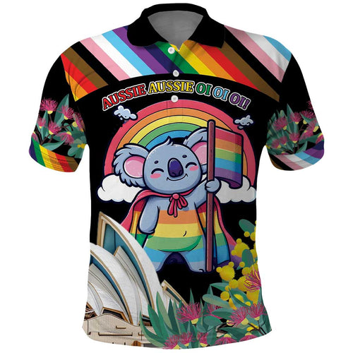 Aussia Pride Month Rainbow Koala Polo Shirt