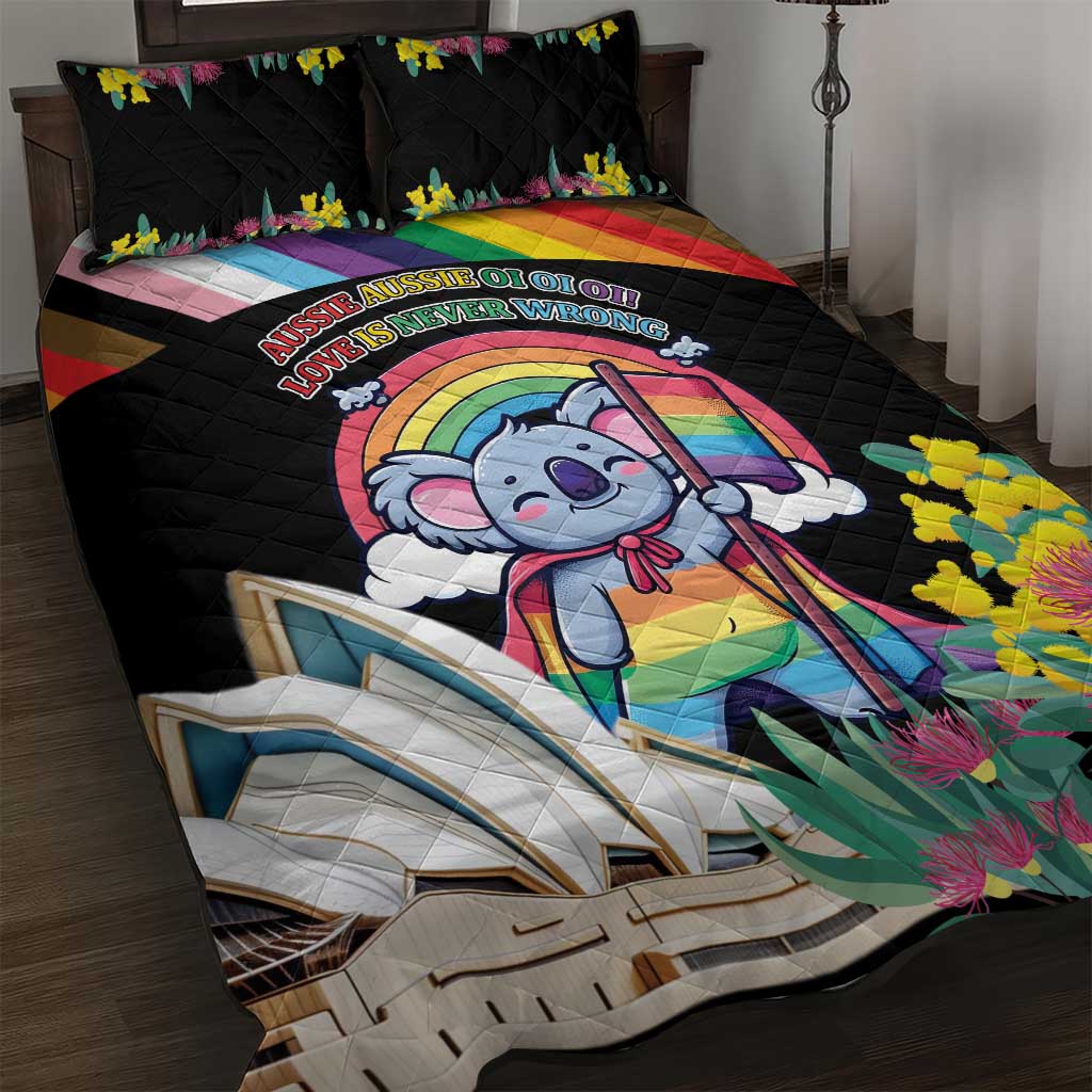 Aussia Pride Month Rainbow Koala Quilt Bed Set