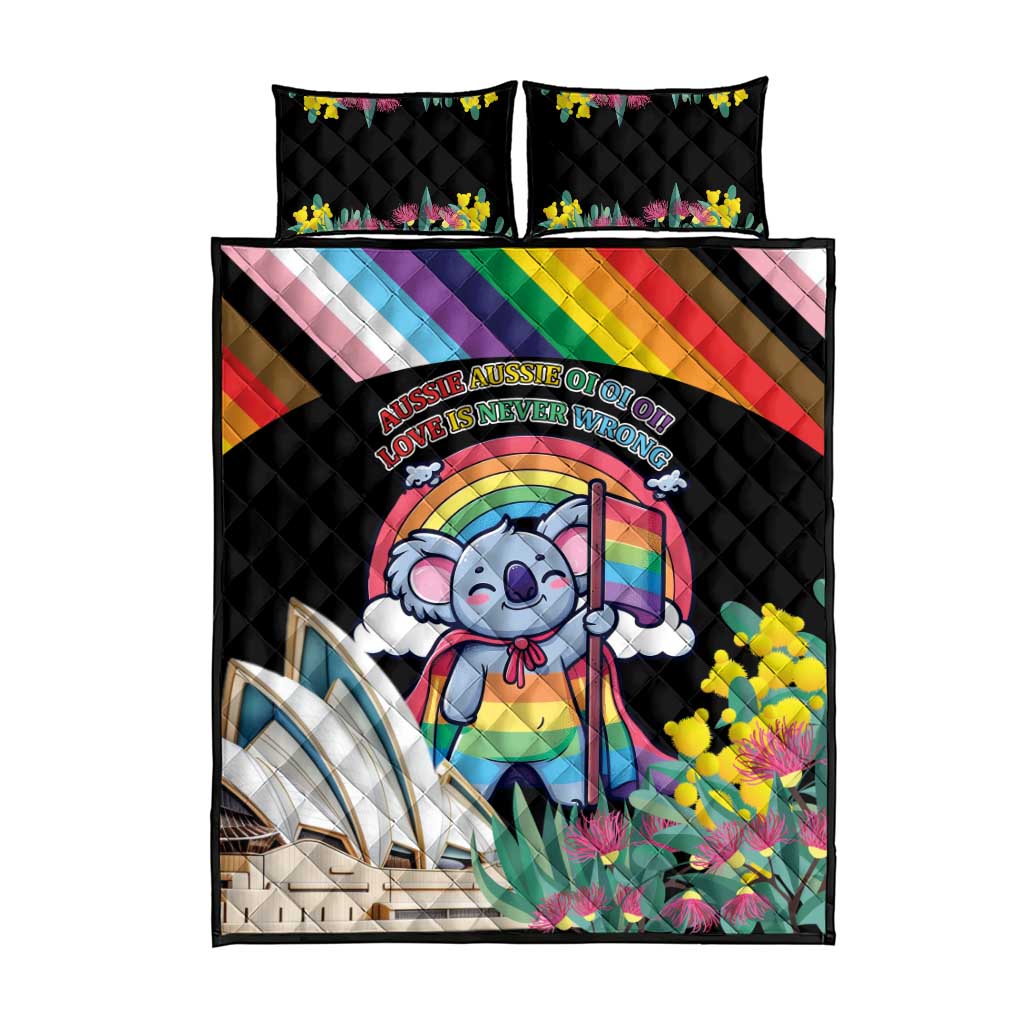 Aussia Pride Month Rainbow Koala Quilt Bed Set