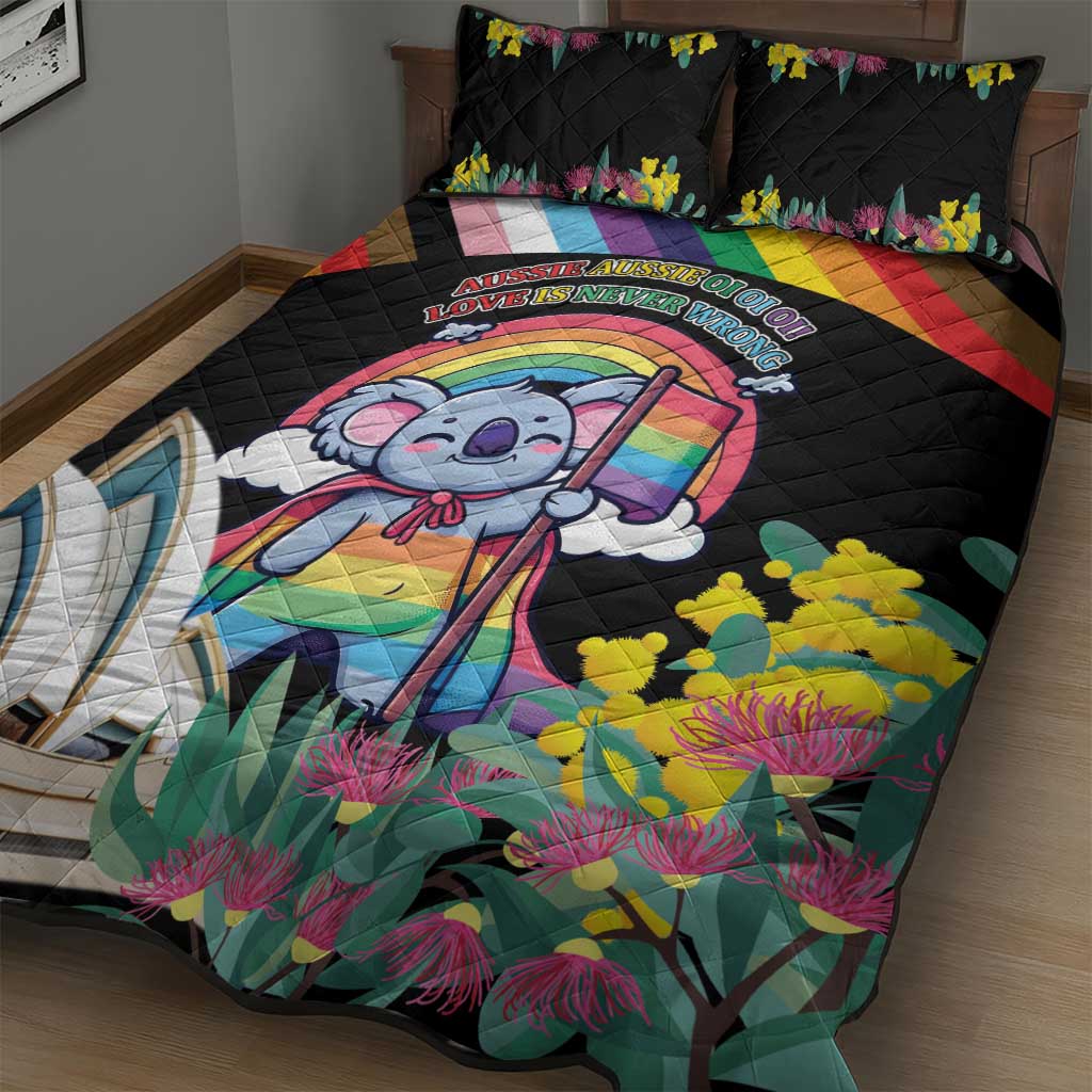 Aussia Pride Month Rainbow Koala Quilt Bed Set