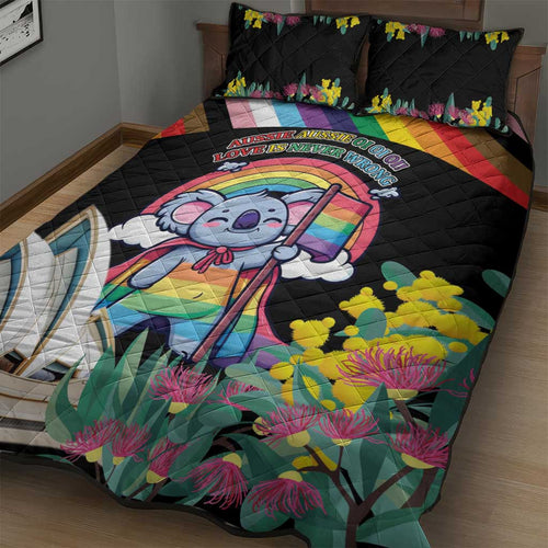 Aussia Pride Month Rainbow Koala Quilt Bed Set