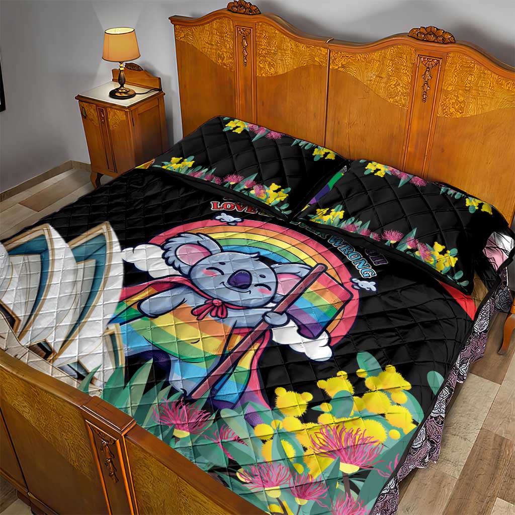 Aussia Pride Month Rainbow Koala Quilt Bed Set
