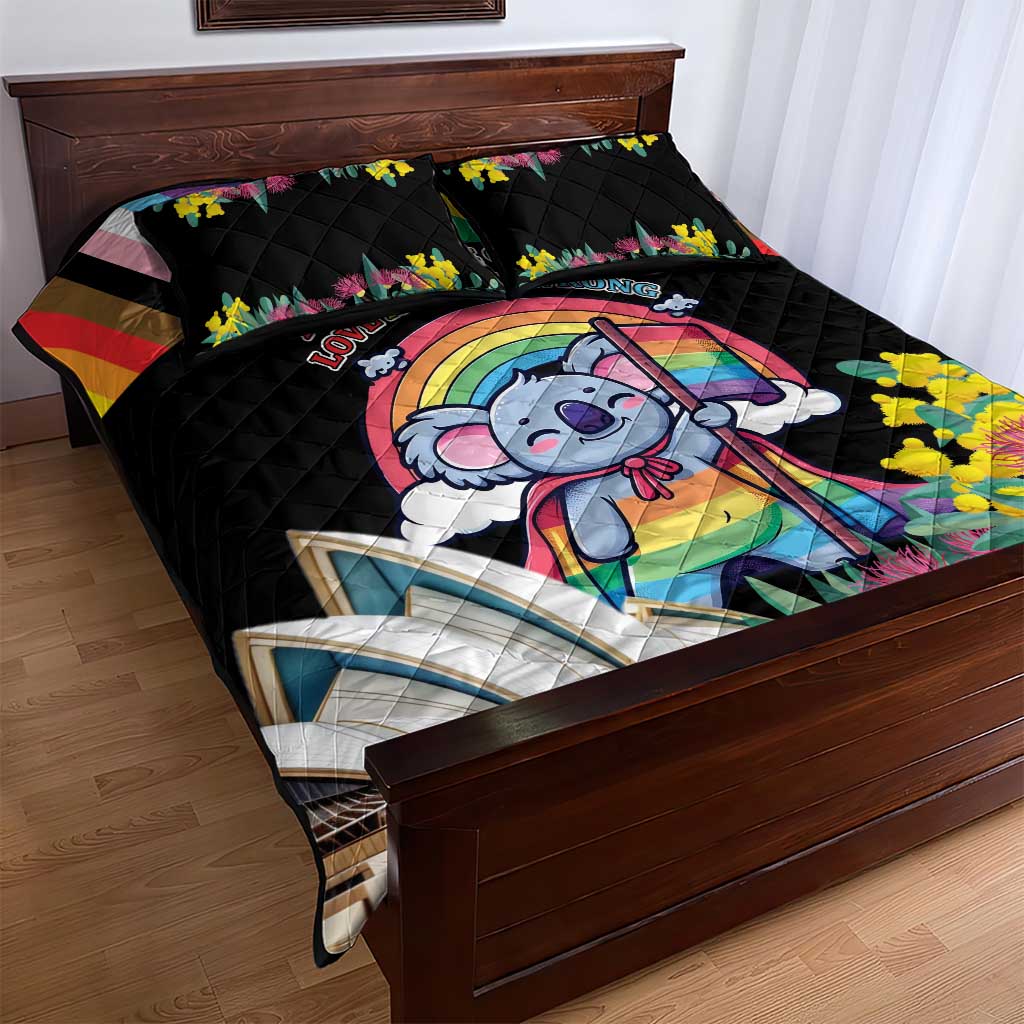 Aussia Pride Month Rainbow Koala Quilt Bed Set
