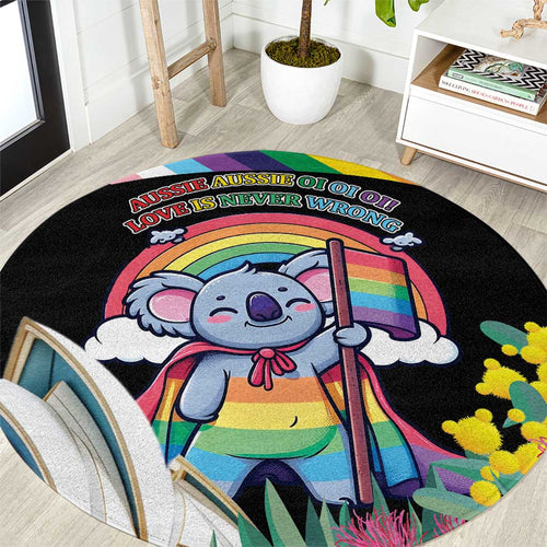 Aussia Pride Month Rainbow Koala Round Carpet