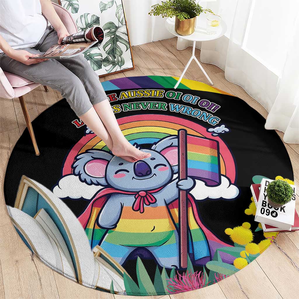 Aussia Pride Month Rainbow Koala Round Carpet