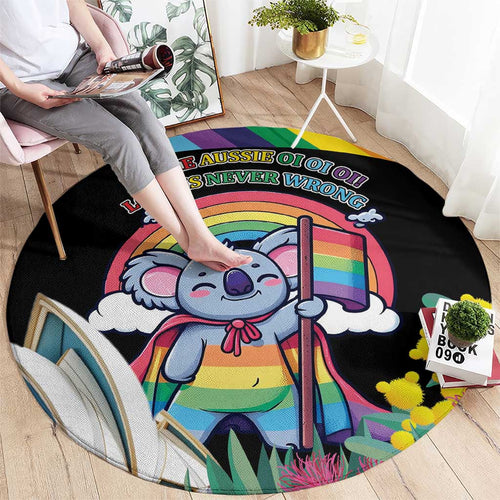 Aussia Pride Month Rainbow Koala Round Carpet