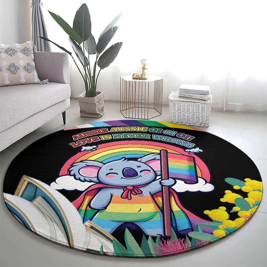 Aussia Pride Month Rainbow Koala Round Carpet
