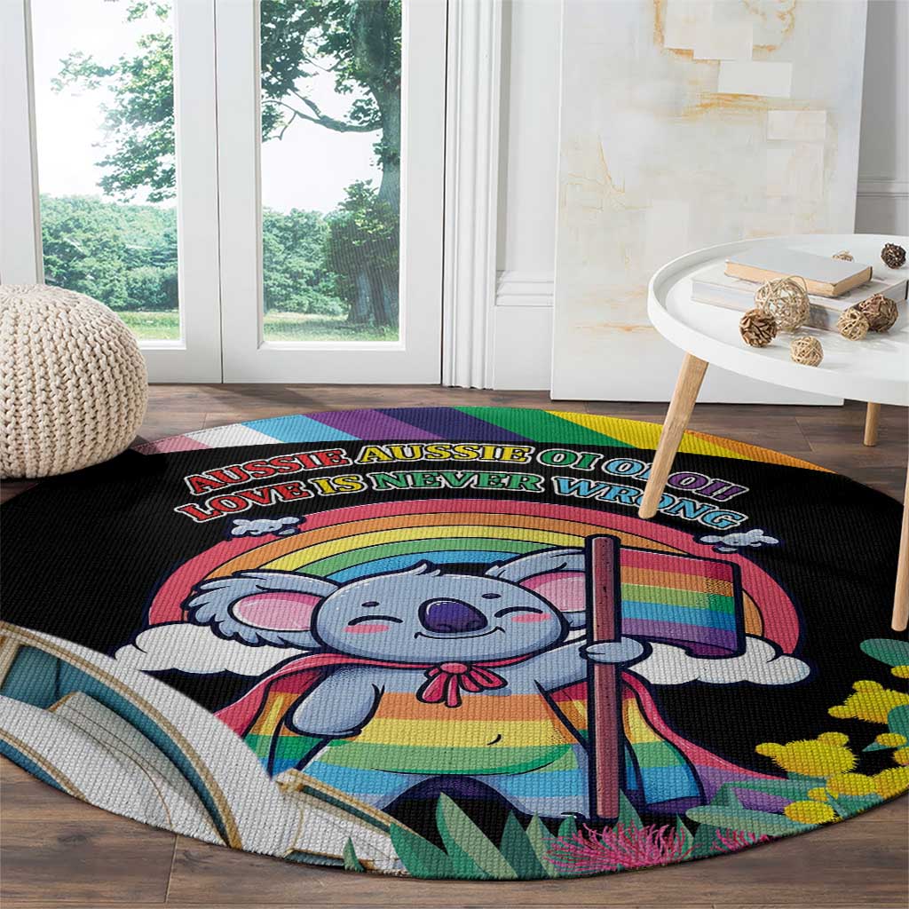 Aussia Pride Month Rainbow Koala Round Carpet