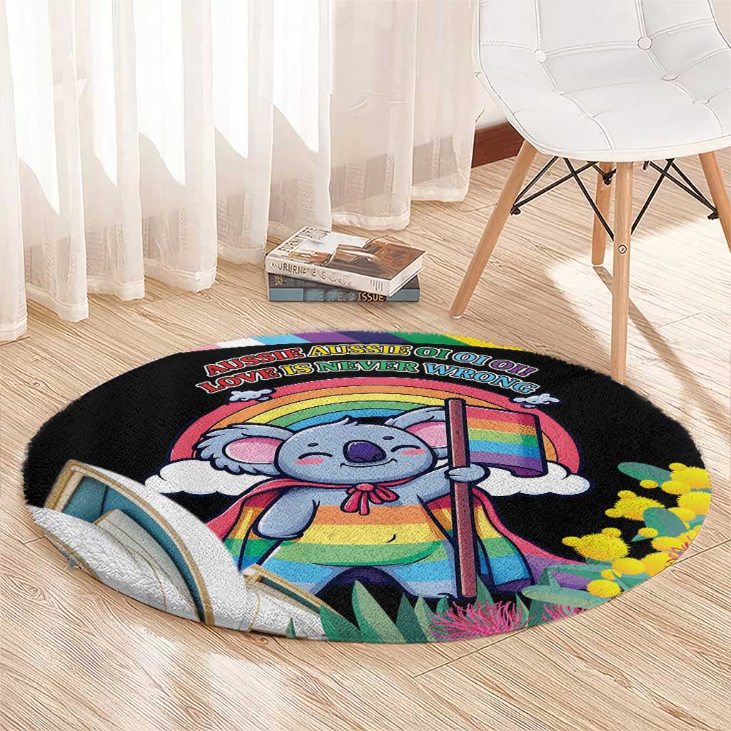 Aussia Pride Month Rainbow Koala Round Carpet
