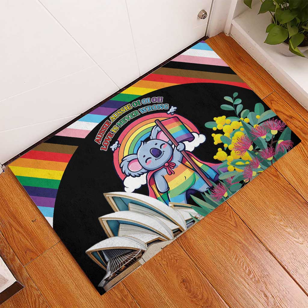 Aussia Pride Month Rainbow Koala Rubber Doormat